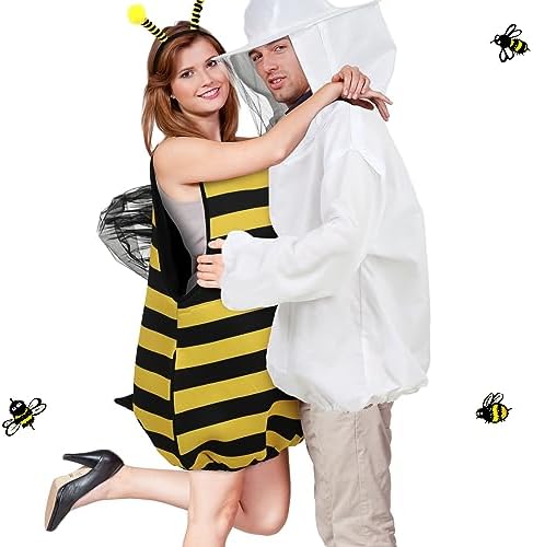 Hercicy Halloween Bee & Beekeeper Couple Costume with Headpiece