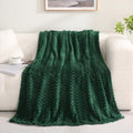 Puncuntex Dark Green Throw Blanket 60"×80" Fuzzy 3D Jacquard Decorative
