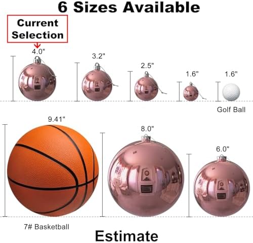 Rose Gold Set of XL (4.0") 4PCS Christmas Balls - Christmas Tree Decoration Ornaments Shatterproof Hanging Balls for New Year Easter Valentine Holiday Decorations