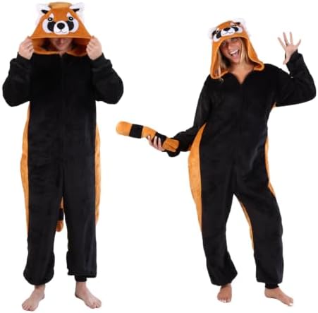 Funziez! Slim Fit Adult Onesie - Animal Costume - Plush Unisex Halloween One Piece Cosplay Suit for Women and Men