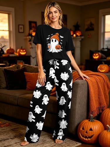Skull Sets for Women Halloween Bloody Shirts Dancing Skeleton 2 Pc Set