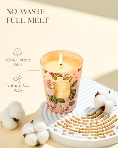 M&SENSE Strawberry Vanilla Soy Candle, 14.1oz, Cozy Romance Candles Gift