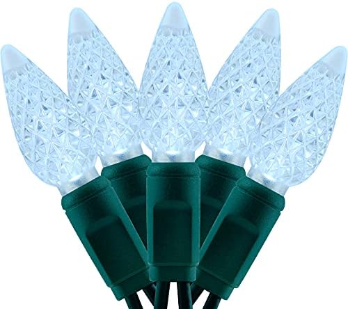 YULETIME 140 Cool White C6 Christmas Lights, 2-Set 36 ft 70ct One-Piece LED