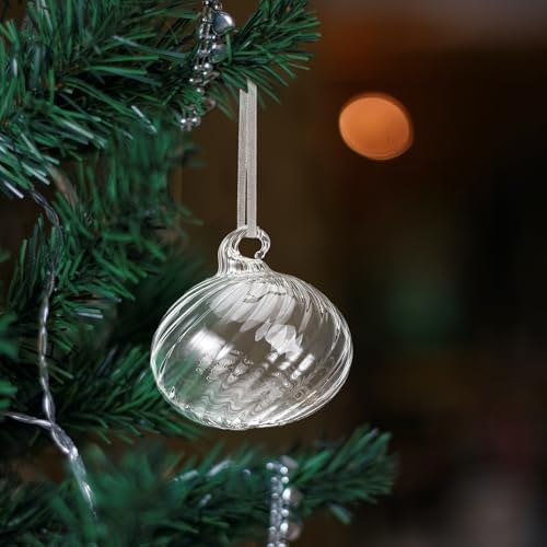 Hungdao 14pcs Vintage Christmas Ornaments Retro Glass Balls, Clear