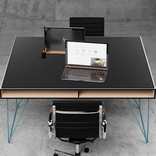 Cacoy 59x35.4 Inch Leather Desk Mat, XXL Large Computer Mouse Pad, PU Leather Desk Pad Blotter Protector, Office Table Cover, Multifunctional Desktop Matt for Desktop, Laptop Mouse Mat (Black)