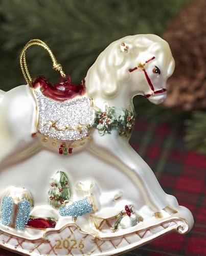 Lenox 2026 Retro Blown Glass Babys 1st Rocking Horse Ornament