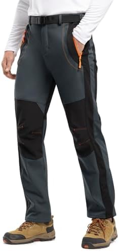 TBMPOY Men's Snow Ski Hiking Pants Waterproof Winter Fleece Lined Pants Camping Skiing Ice Fishing Pants with Belt