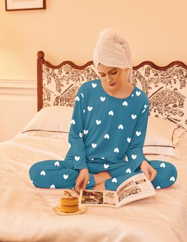 Ekouaer 2 Pack Womens Pajama Sets Long Sleeve Long Pants Pjs Loungewear