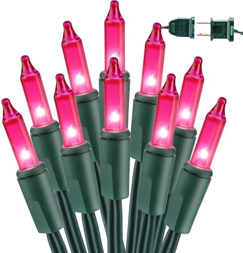 BrizLabs Pink Christmas Lights, 69.6ft 300 Count Incandescent String Lights