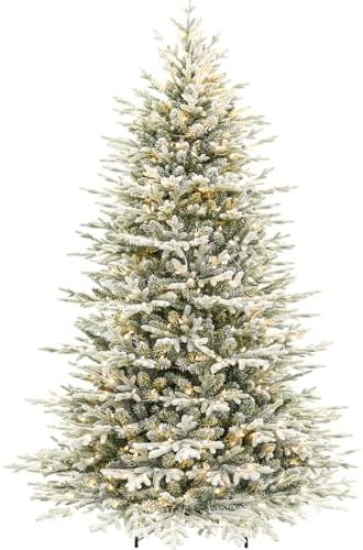 Hykolity 7.5 ft Prelit Flocked Christmas Tree with Realistic PE Foliage