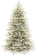 Hykolity 7.5 ft Prelit Flocked Christmas Tree with Realistic PE Foliage
