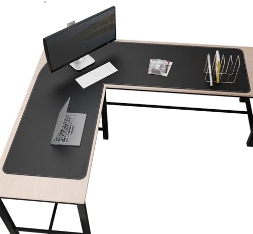 Chihein Leather Desk Mat L Shaped 61” x 72.8” x 23.6” (Black)