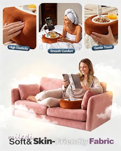 Miledi Tablet Pillow Stand for Bed with 360° Rotating Holder, Terracotta