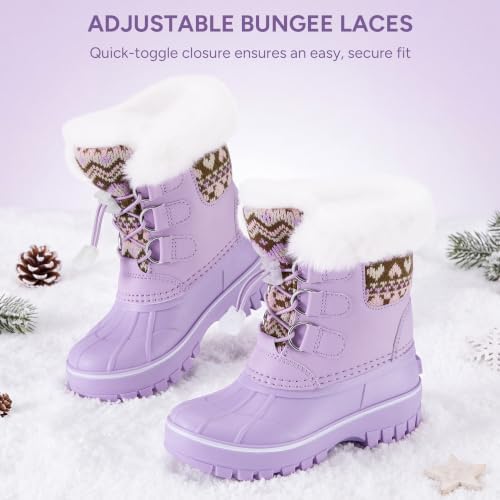 Stelle Girls Snow Boots with Faux Fur Collar Kids Winter Warm Boot