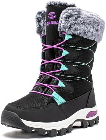 HOBIBEAR Kids Winter Snow Boots Waterproof Outdoor Warm Faux Fur Lined Shoes