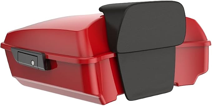 Advanblack Road Glide Tour Trunk Pack Billiard Red Chopped Tour Trunk Pack Backrest Pad for '97-'25 Harley Touring Road King Street Glide Electra Glide CVO models