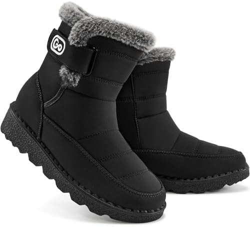 Ablanczoom Womens Winter Snow Boots with Warm Fur Lining Comfortable Booties Non Slip Waterproof Outdoor Shoes