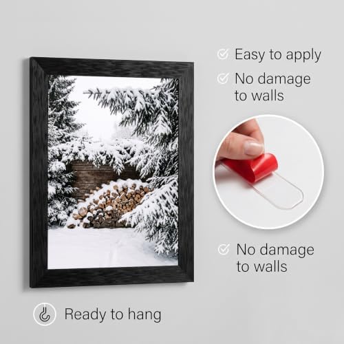 Framed Snowy Firewood Canvas Wall Art, Winter, Black Frame Inch 8x10