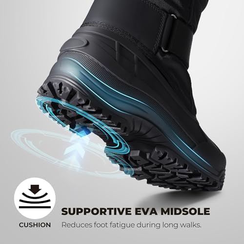 NORTIV 8 Men's Waterproof Winter Snow Boots Insulated
