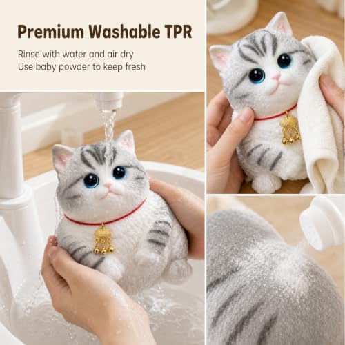 Big Taba Squishy Cat - Giant Kawaii Stress Relief Toy (Silver Tabby Cat )
