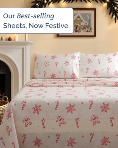 Christmas Sheet Set, Holiday Sweets, Holiday Xmas Bedding Set - Split King