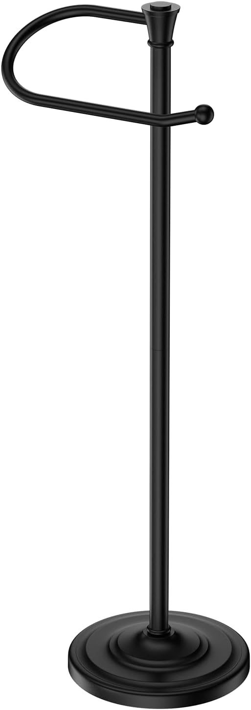 Toilet Paper Holder Free Standing, 25” H Stainless Steel Black Toilet Paper Stand, Weighted Base Floor Tissue Roll Holder for Bathroom,Toilet Roll Stand