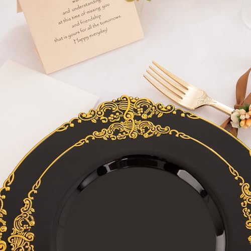 Hioasis 350 Pcs Black Gold Plates for Graduation