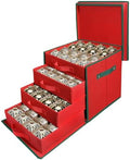 Premium Christmas Ornament Storage Box Keeps 64 3" & 4 Individual Trays ﻿