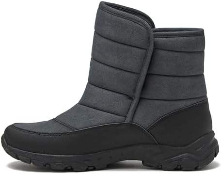 Lands' End Expedition Quilted Slip On Mens Snow Boots Insulated Winter Boots for Men Waterproof with Hook & Loop Closure, Medium or Wide Width Winter Shoes