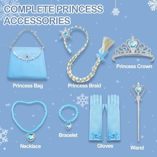 Davvew Princess Dresses for Girls Halloween Light Up Princess Costume for Christmas Toddler Princess Dress Up Clothes