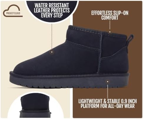 Project Cloud 100% Genuine Leather Womens Boots Ankle Boots for Women Shoes