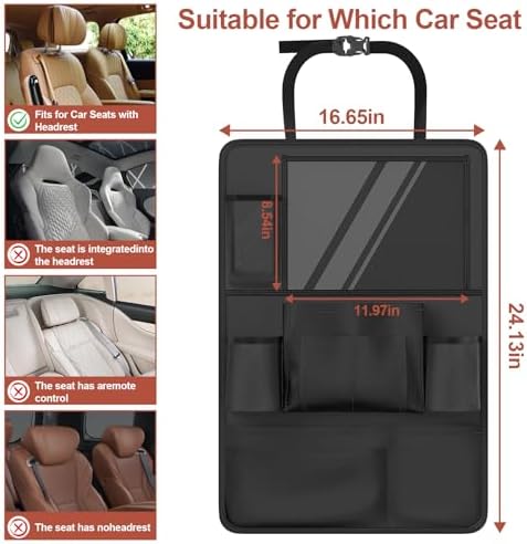 2 Pack Backseat Car Organizer with Tablet Charging Port for Kids Travel