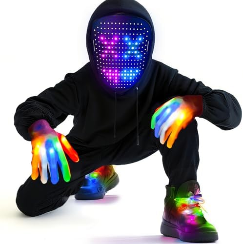 3 Set Halloween Gesture Sensing LED Mask Glow Skeleton Gloves & Shoelaces