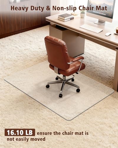 Soimeat Hard Frosted Office Chair Mat for High Pile Carpet & Hardwood Floor