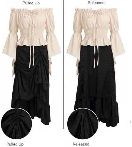 9 PCS Pirate Costume Women Set, Skirt Renaissance Halloween Outfit