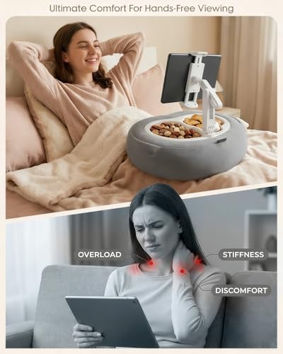 Miledi Tablet Pillow Stand for Bed with 360° Rotating Holder, Gray