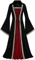 Colorful House Women Hooded Medieval Renaissance Dress Halloween for Adult