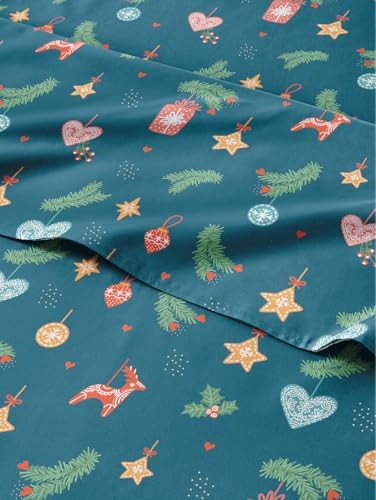 Christmas Sheet Set, Green Christmas, Holiday Xmas Bedding Set - Full Size