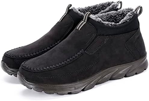 COSIDRAM Mens Shoes Winter Snow Boots Slip On Warm Cotton Padded Loafers