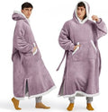 Bedsure Wearable Blanket Hoodie, Long Hooded Blanket Sweatshirt as Christmas Birthday Gifts for Men Cozy Sherpa Hoodie for Adult, Oversize, Lavender