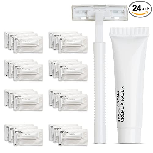 World Amenities Shave Kit (Clear Frosted Sachet) - Hotel Amenities - Includes Twin Blade Razor and Moisturizing Shave Cream