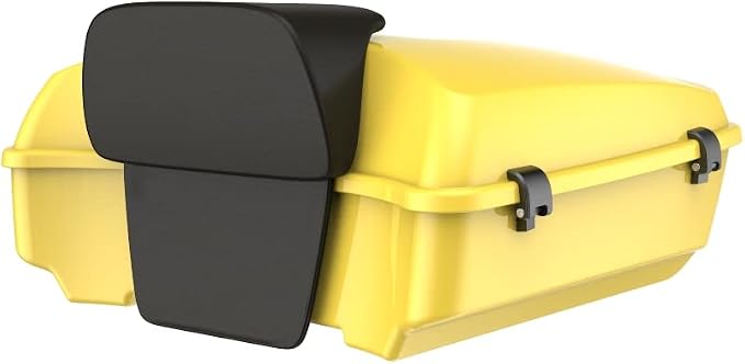Advanblack Industrial Yellow Chopped Tour Trunk Pack Pak Trunk Backrest Pad for '97-'25 Harley Touring Road King Street Glide Electra Glide CVO models
