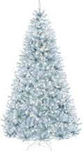 Best Choice Products 6ft Pre-Lit Ice Blue Christmas Tree, Full Artificial Holiday Decoration w/ 947 Branch Tips, 250 Lights, Foldable Base