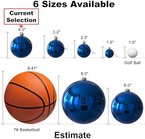 Royal Blue 4.0" Large Christmas Balls - Christmas Tree Decoration Ornaments Shatterproof Hanging Balls for Birthday Halloween Holiday Wedding Decorations Set of 4pcs