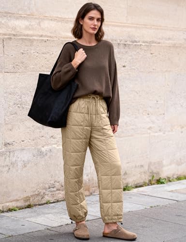 PEHMEA Womens Winter Snow Pants Windproof Warm Wide Leg Ski Casual Trousers
