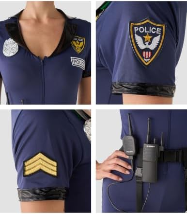 Spooktacular Creations 6 Pcs Women Police Costume, Halloween Cop Costume Women for Adult Halloween Cosplay Party Events