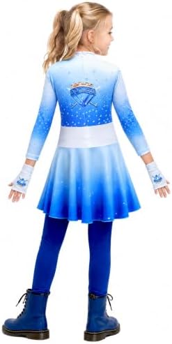 Girls Wonderland Costume Kids Cosplay Outfits Jumpsuit with Gloves Wig Set