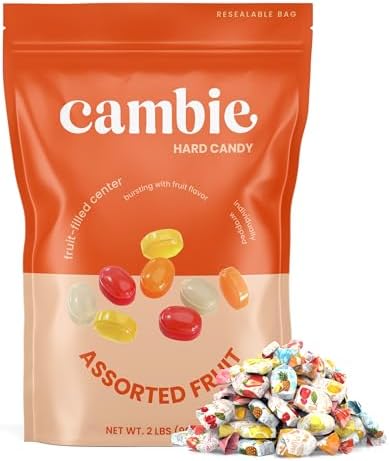Cambie Assorted Fruit Hard Candy Individually Wrapped - 2 lbs Fruit Candy