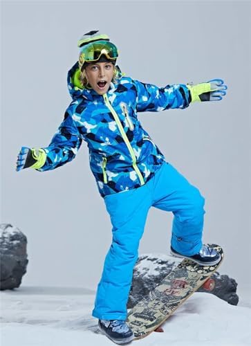 WOWULOVELY Big Boy's 2-Piece Colorblock Snow Pants and Jacket Snowsuit Ski Suit