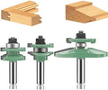LEATBUY 3 PCS Router Bit Set 1/2-Inch Shank Round Panel Cabinet Door Rail Stile Router Bits Sets, Woodworking Wood Cutter, Carbide Groove Tongue Milling Tool (Round)
